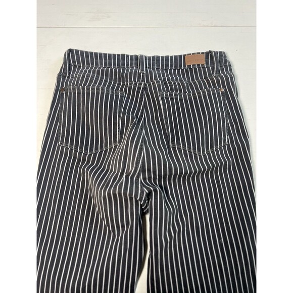 JUDY BLUE 7/28 Jeans High Waist Super Flare Striped Raw Hem Stretch Denim - Picture 4 of 5